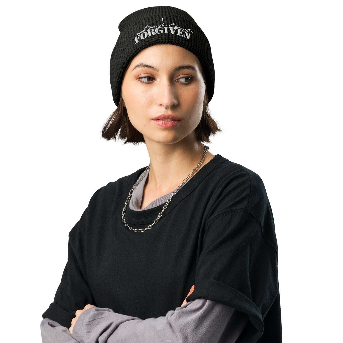 Not Perfect Just Forgiven Adult Christian Waffle beanie