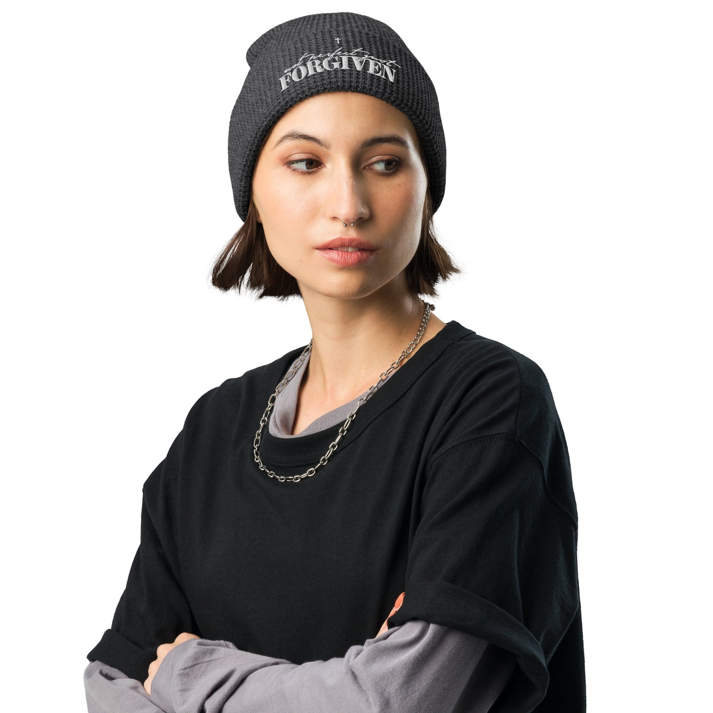 Not Perfect Just Forgiven Adult Christian Waffle beanie