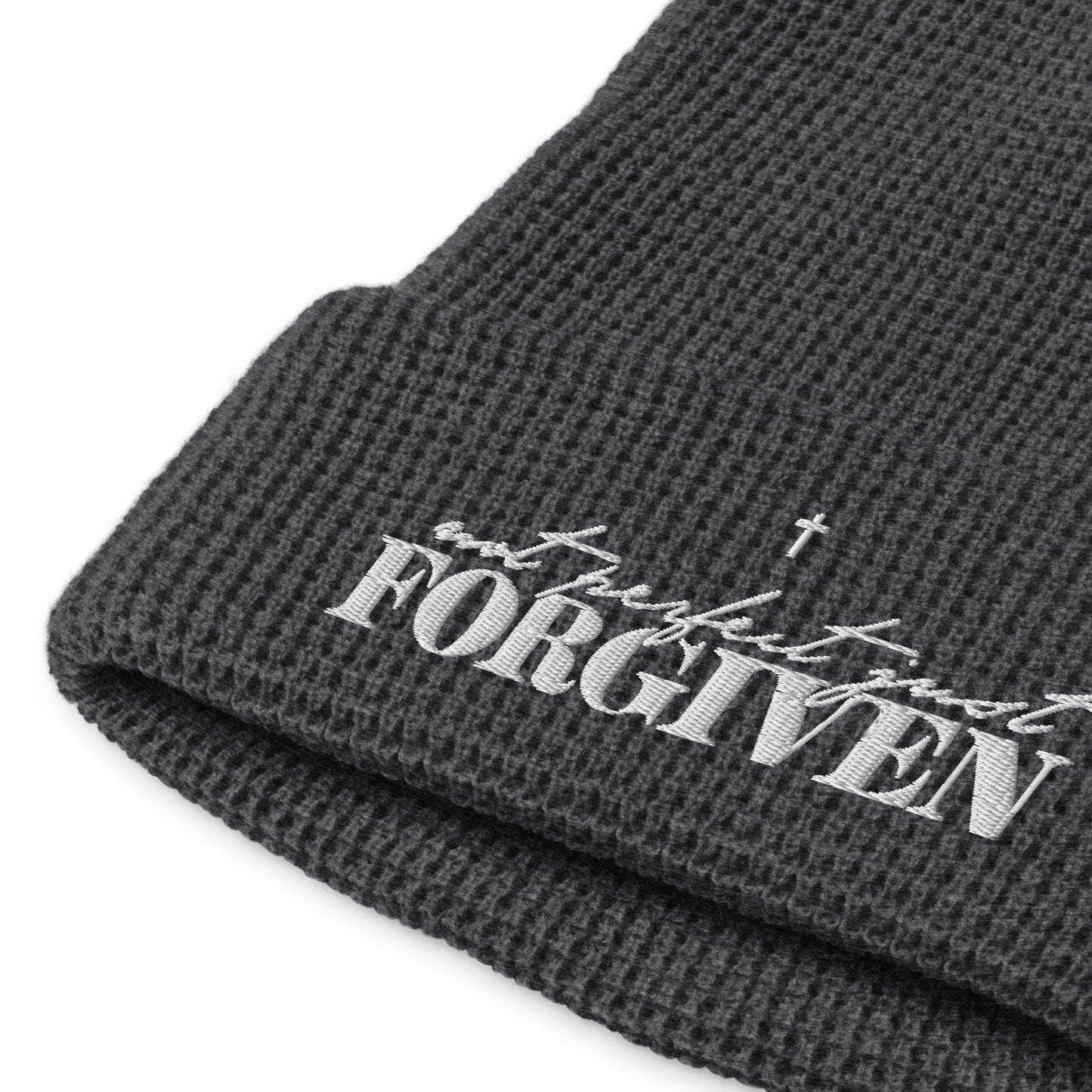 Not Perfect Just Forgiven Adult Christian Waffle beanie