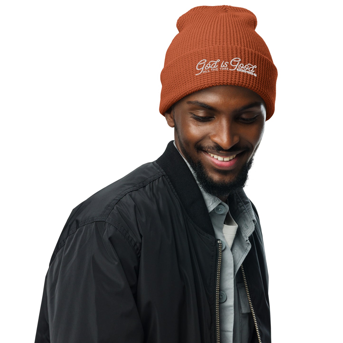 God Is Good All The Time Christian Adult Waffle beanie