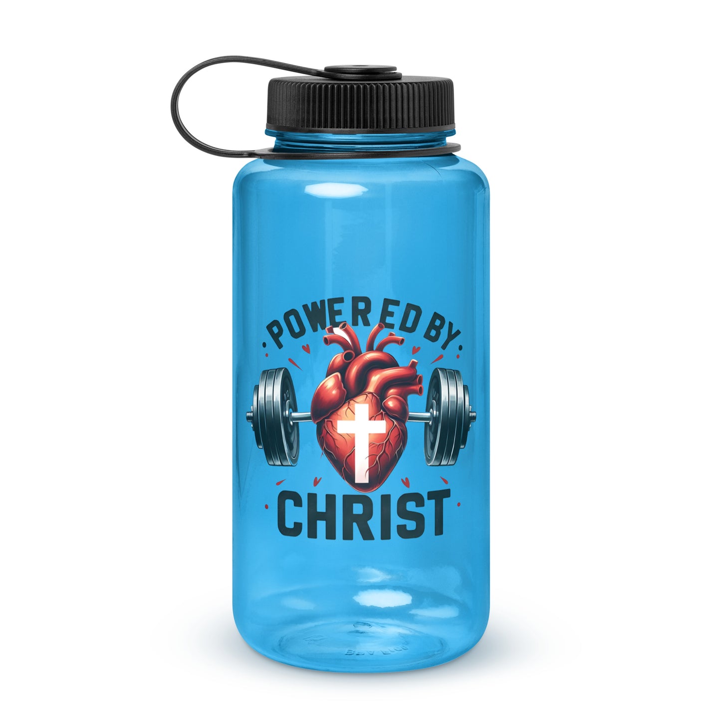 Powered By Christ Christian Wide mouth plastic water bottle