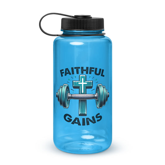 Faithful Gains Christian Wide mouth plastic water bottle