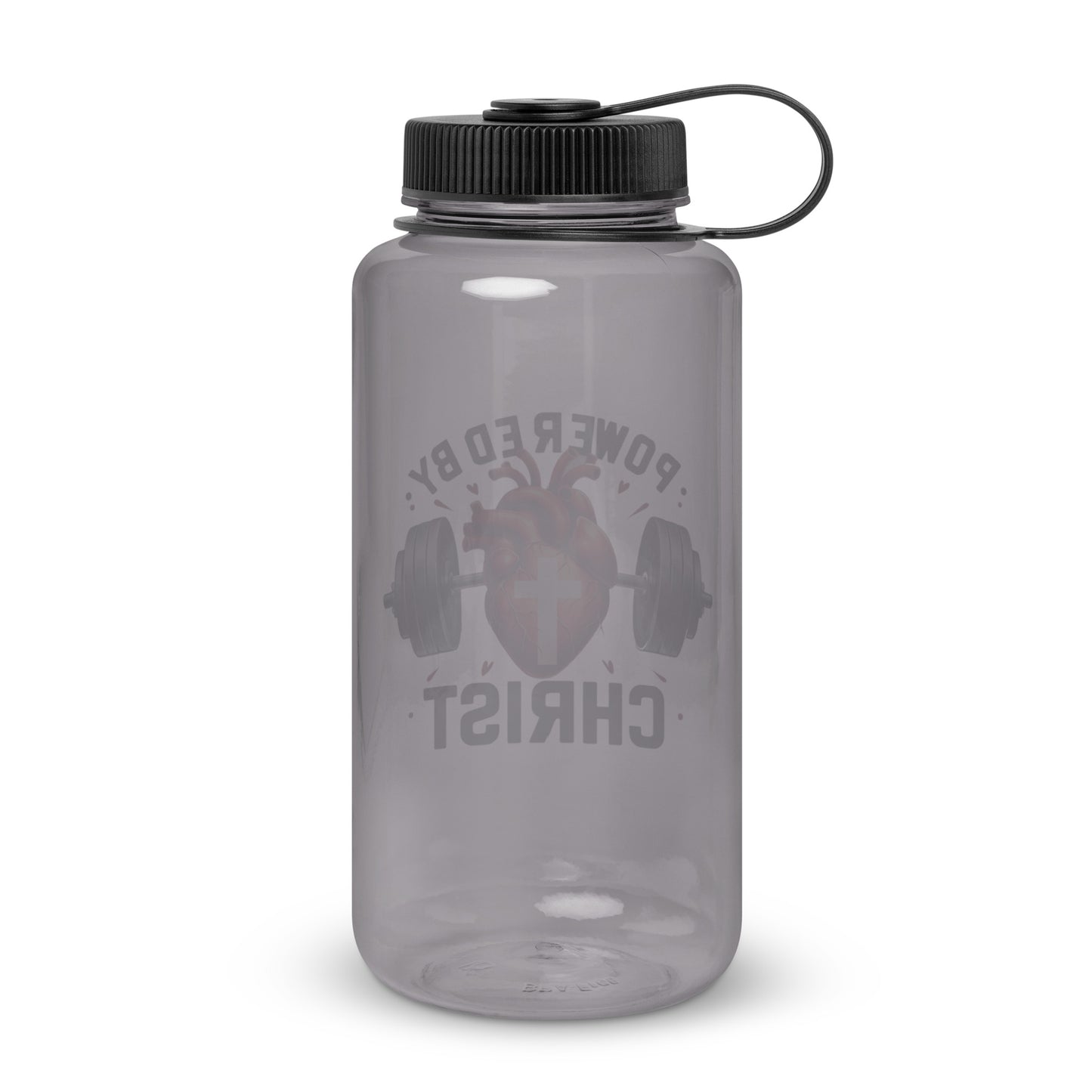 Powered By Christ Christian Wide mouth plastic water bottle