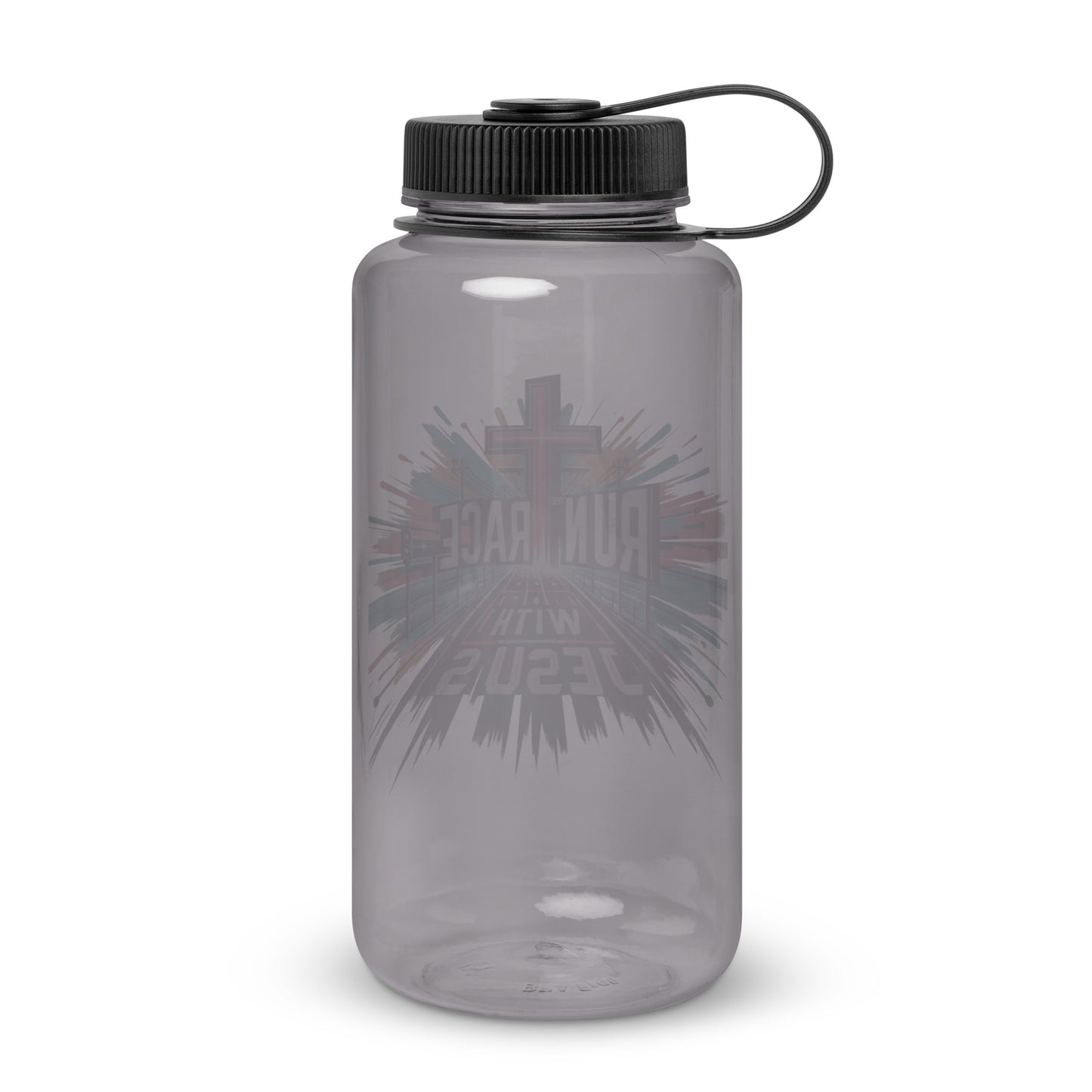 Run The Race With Jesus Christian Wide mouth plastic water bottle