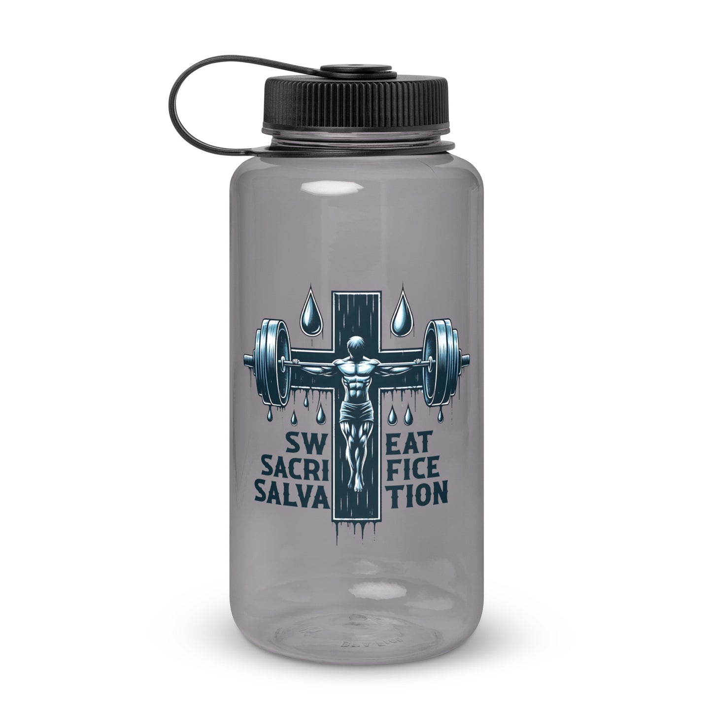 Sweat Sacrifice Salvation Christian Wide mouth plastic water bottle