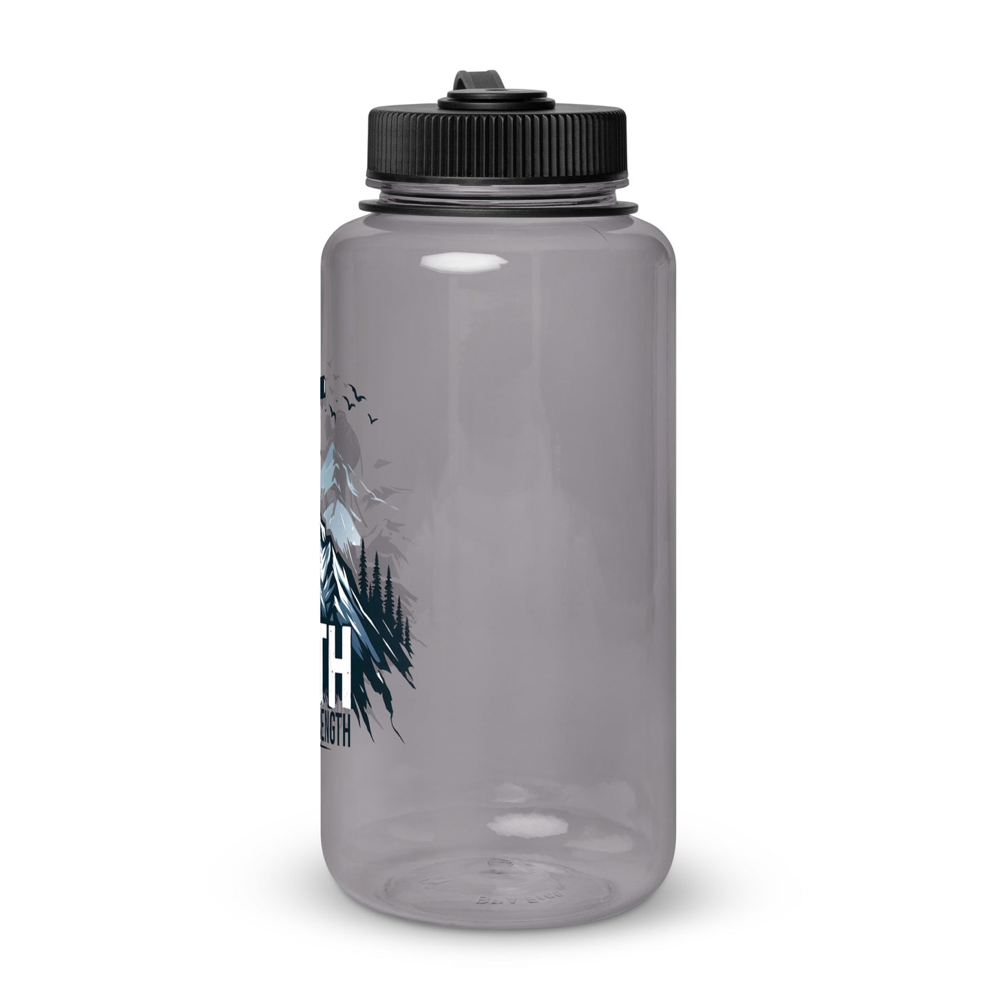 Faith Builds Strength Christian Wide mouth plastic water bottle