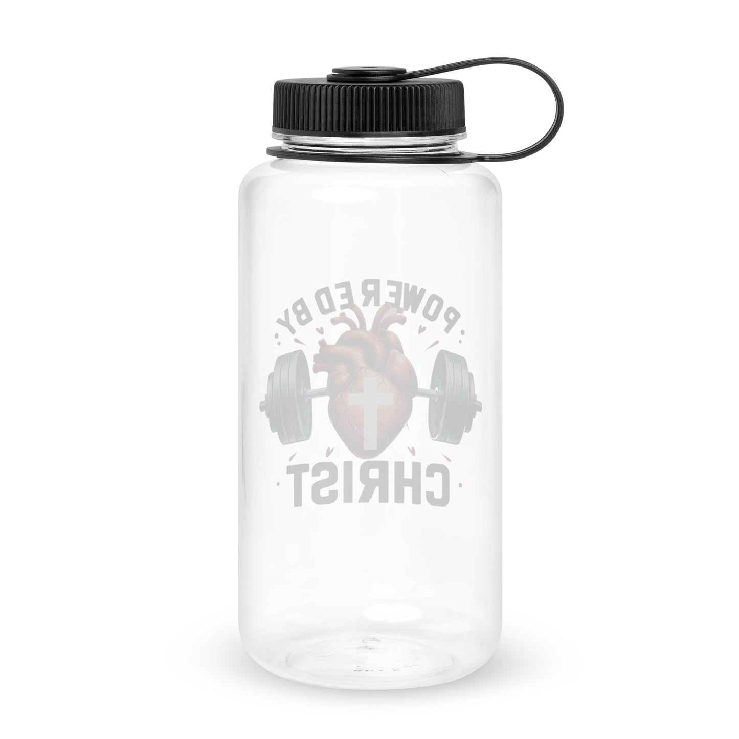 Powered By Christ Christian Wide mouth plastic water bottle