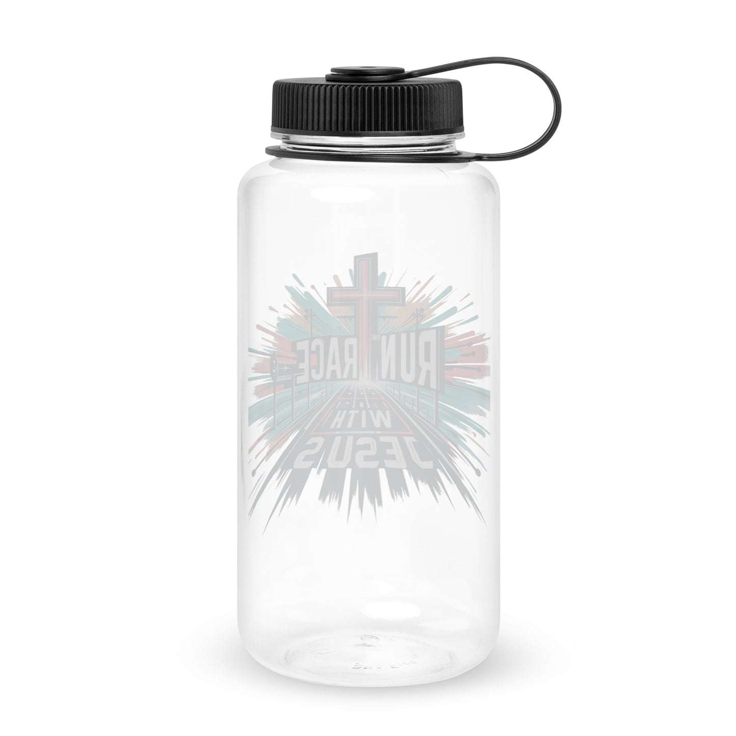 Run The Race With Jesus Christian Wide mouth plastic water bottle