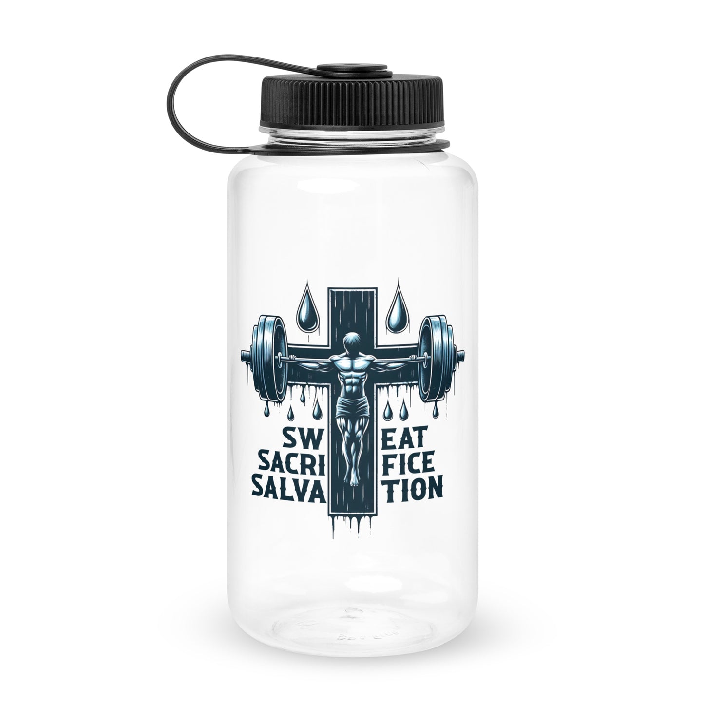 Sweat Sacrifice Salvation Christian Wide mouth plastic water bottle