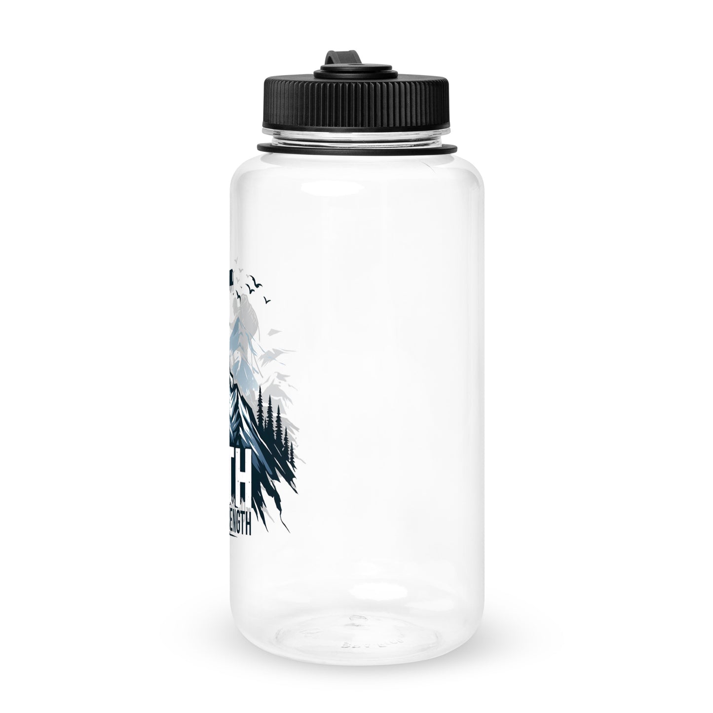 Faith Builds Strength Christian Wide mouth plastic water bottle