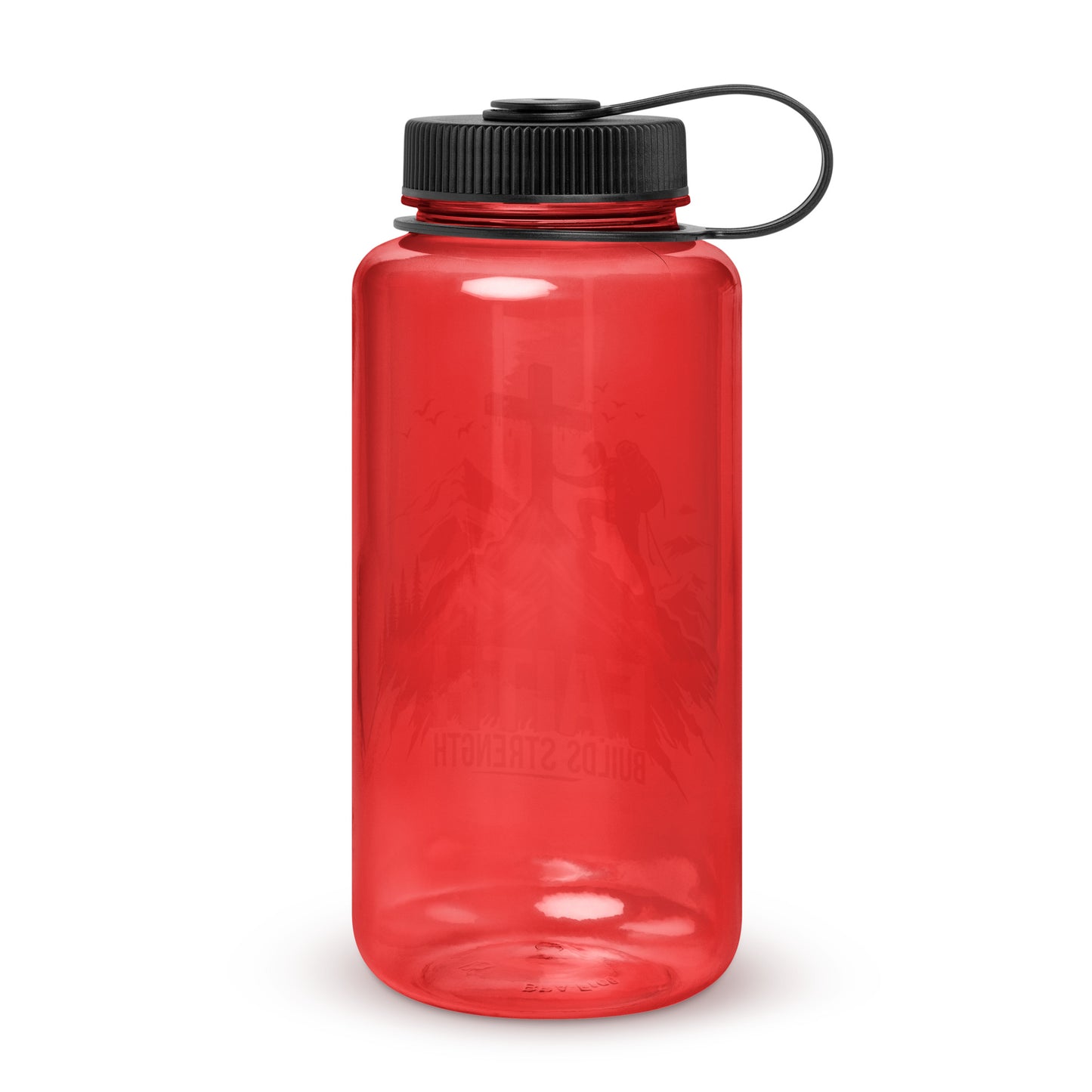 Faith Builds Strength Christian Wide mouth plastic water bottle