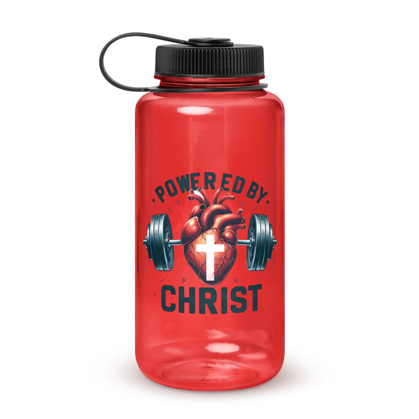 Powered By Christ Christian Wide mouth plastic water bottle