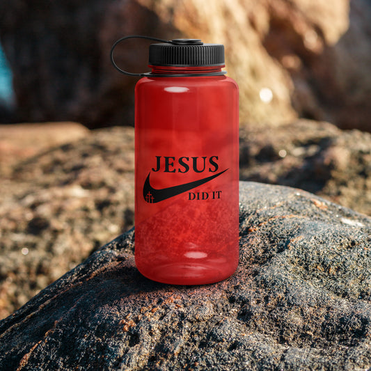 JESUS Did It (like nike) Christian wide mouth plastic water bottle