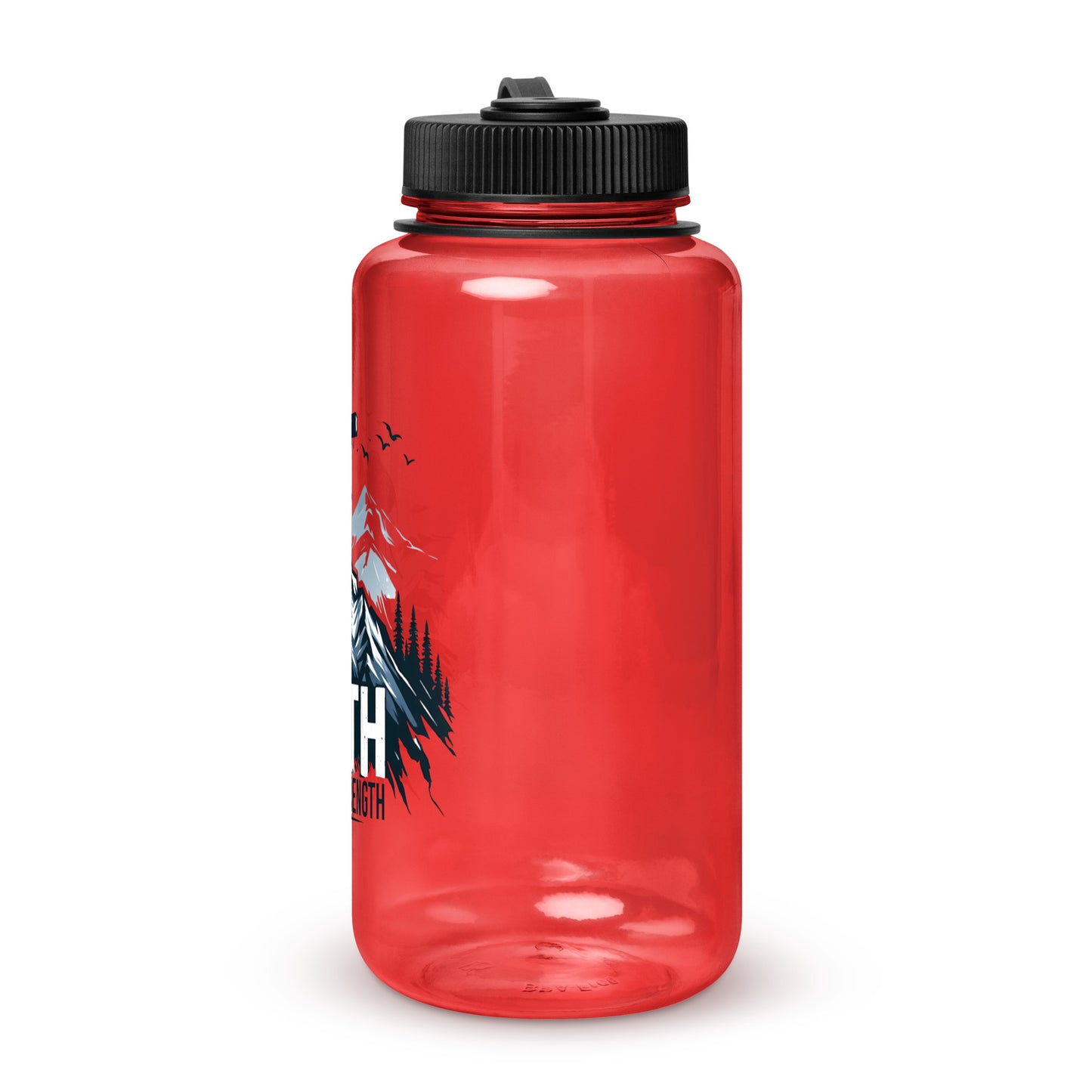 Faith Builds Strength Christian Wide mouth plastic water bottle