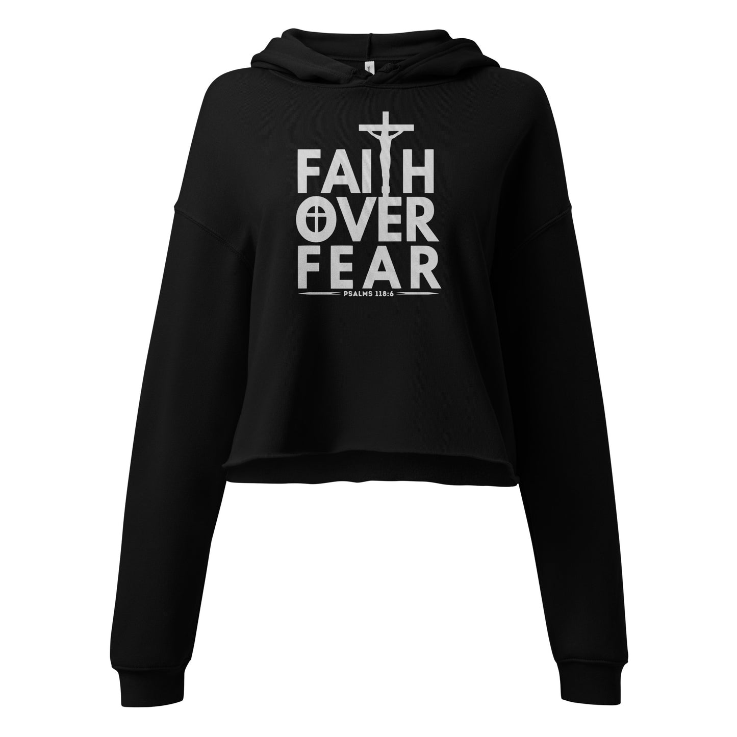 Faith Over Fear Women's Christian Crop Hoodie (Hooded Sweatshirt)