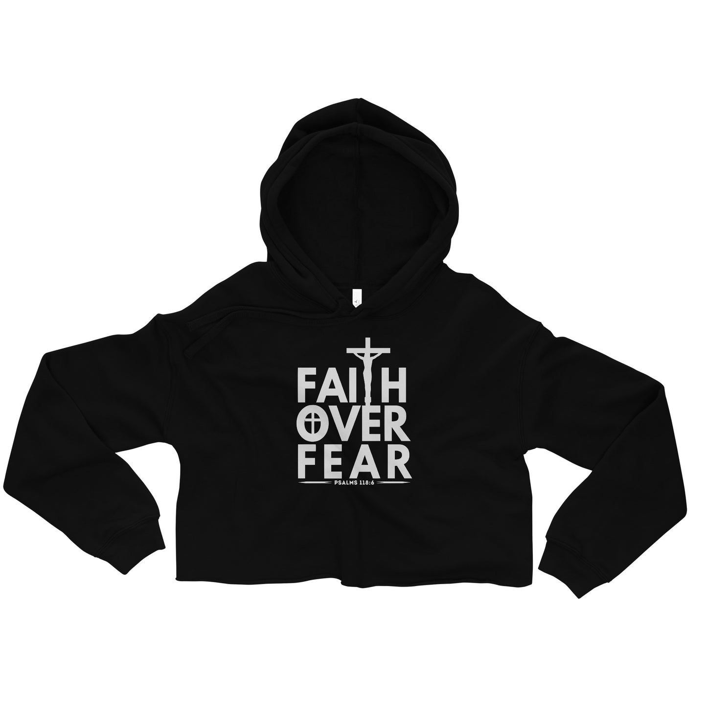 Faith Over Fear Women's Christian Crop Hoodie (Hooded Sweatshirt)