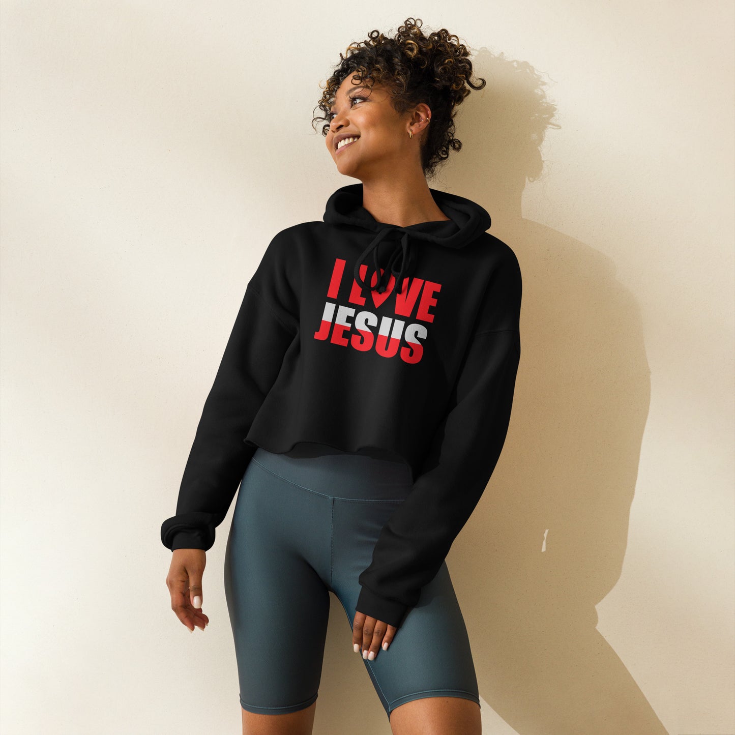 I Love Jesus Women's Christian Crop Hoodie (Hooded Sweatshirt)