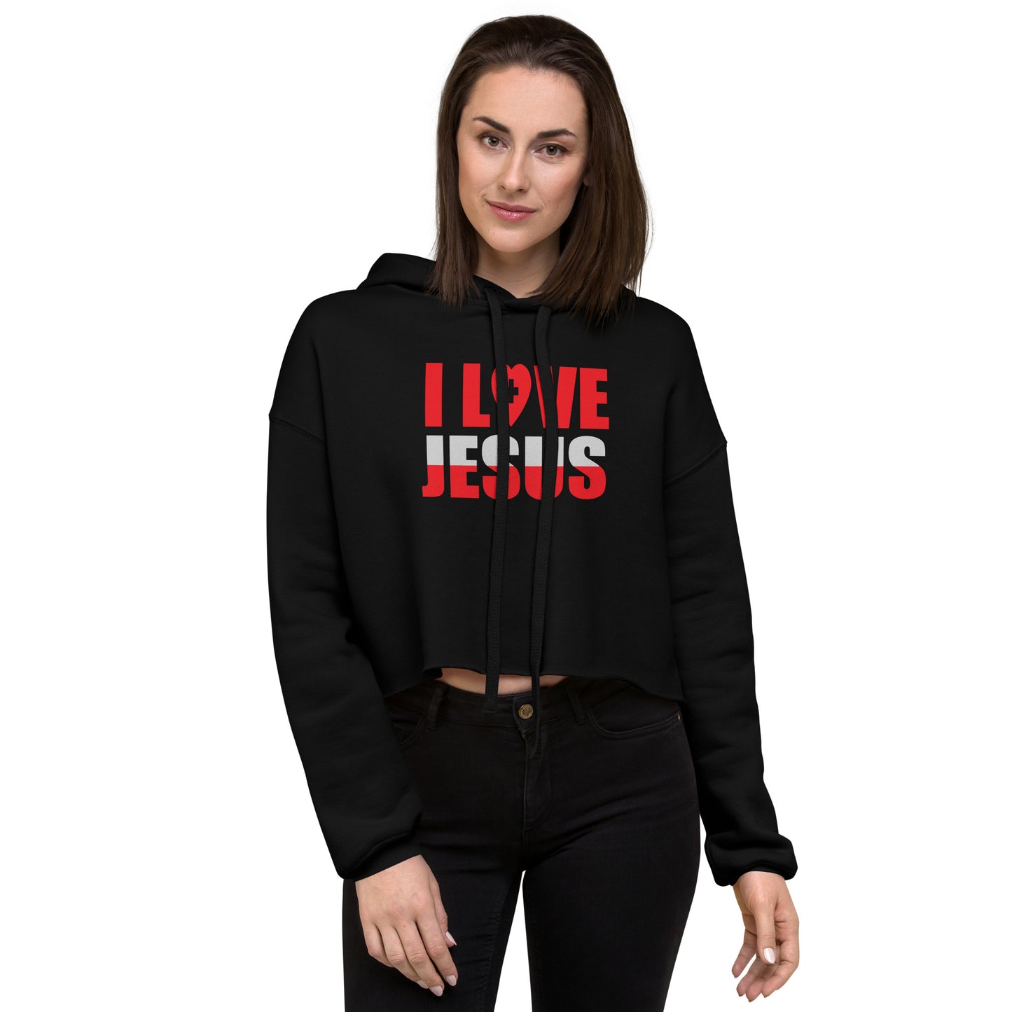 I Love Jesus Women's Christian Crop Hoodie (Hooded Sweatshirt)