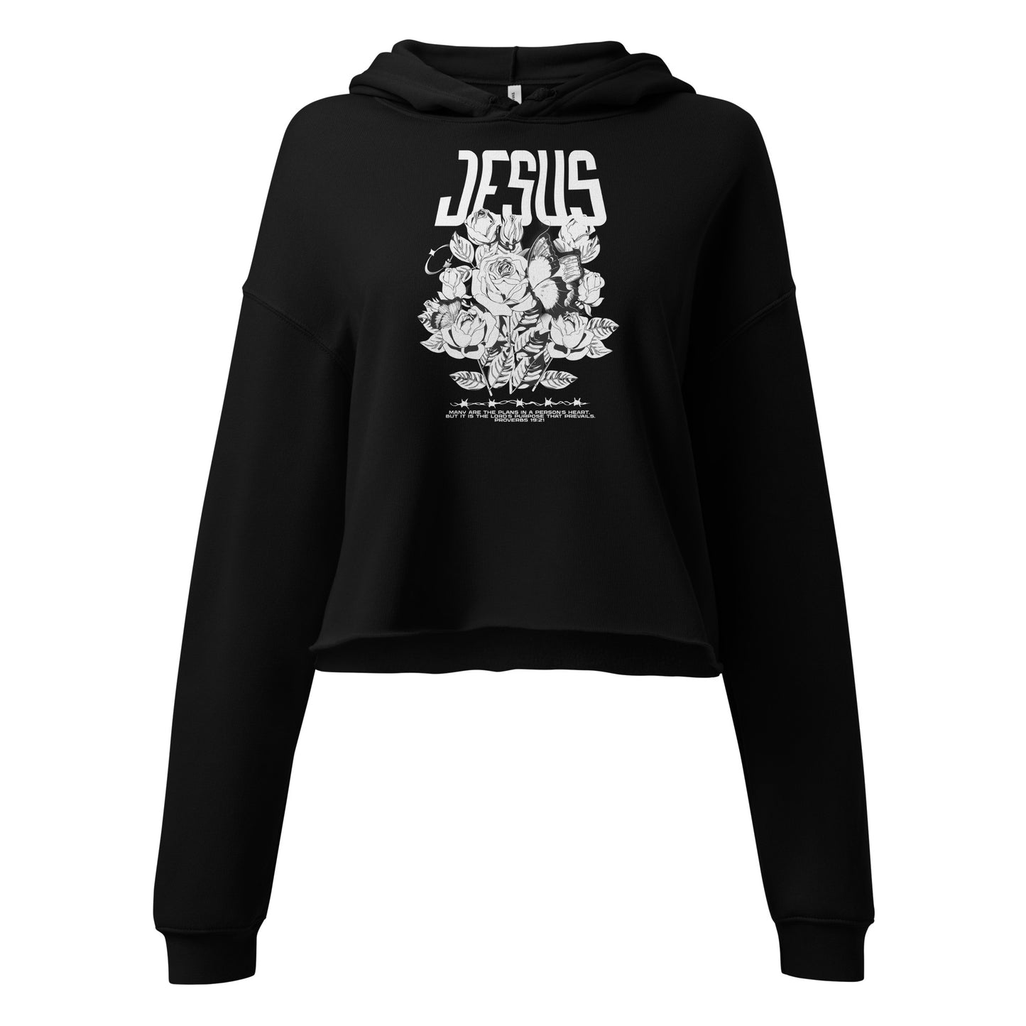 Jesus (flowered) Women's Christian Crop Hoodie (Hooded Sweatshirt