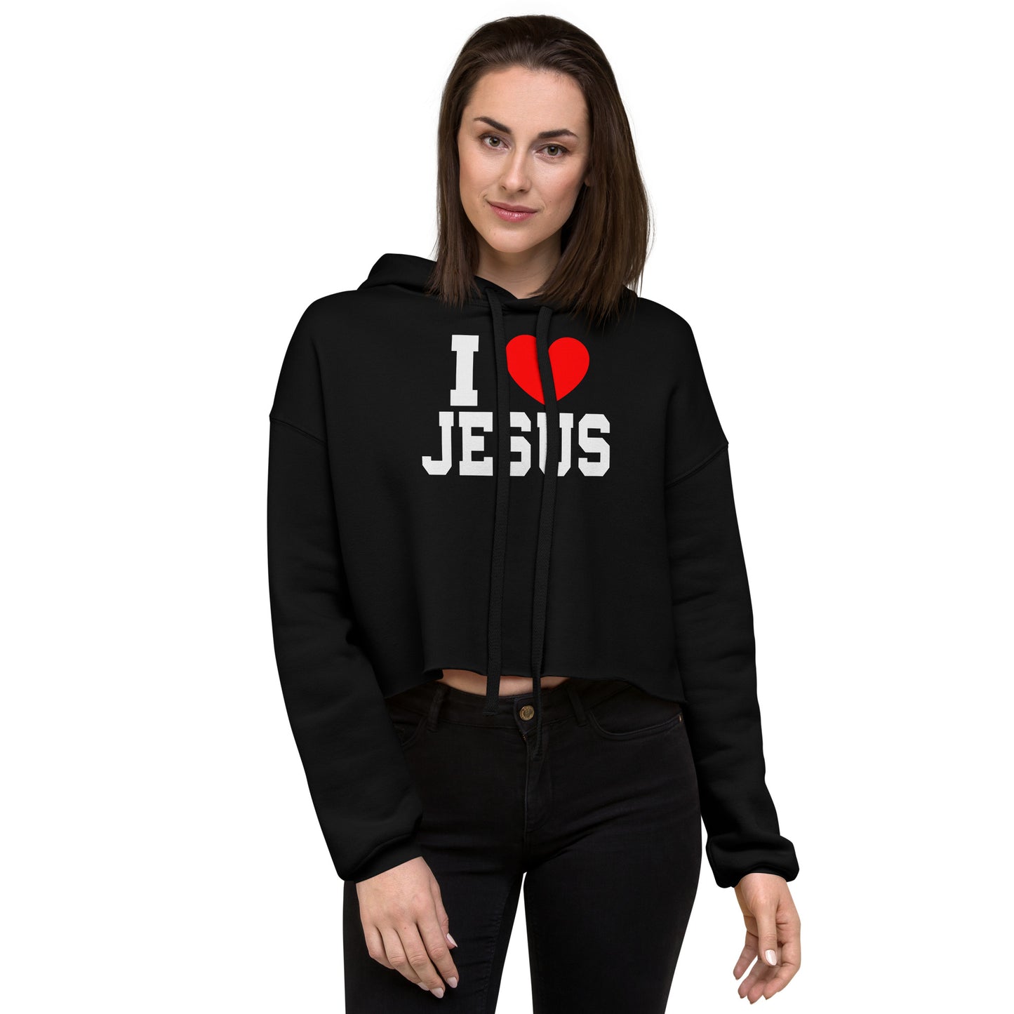 I Love Jesus Women's Christian Crop Hoodie