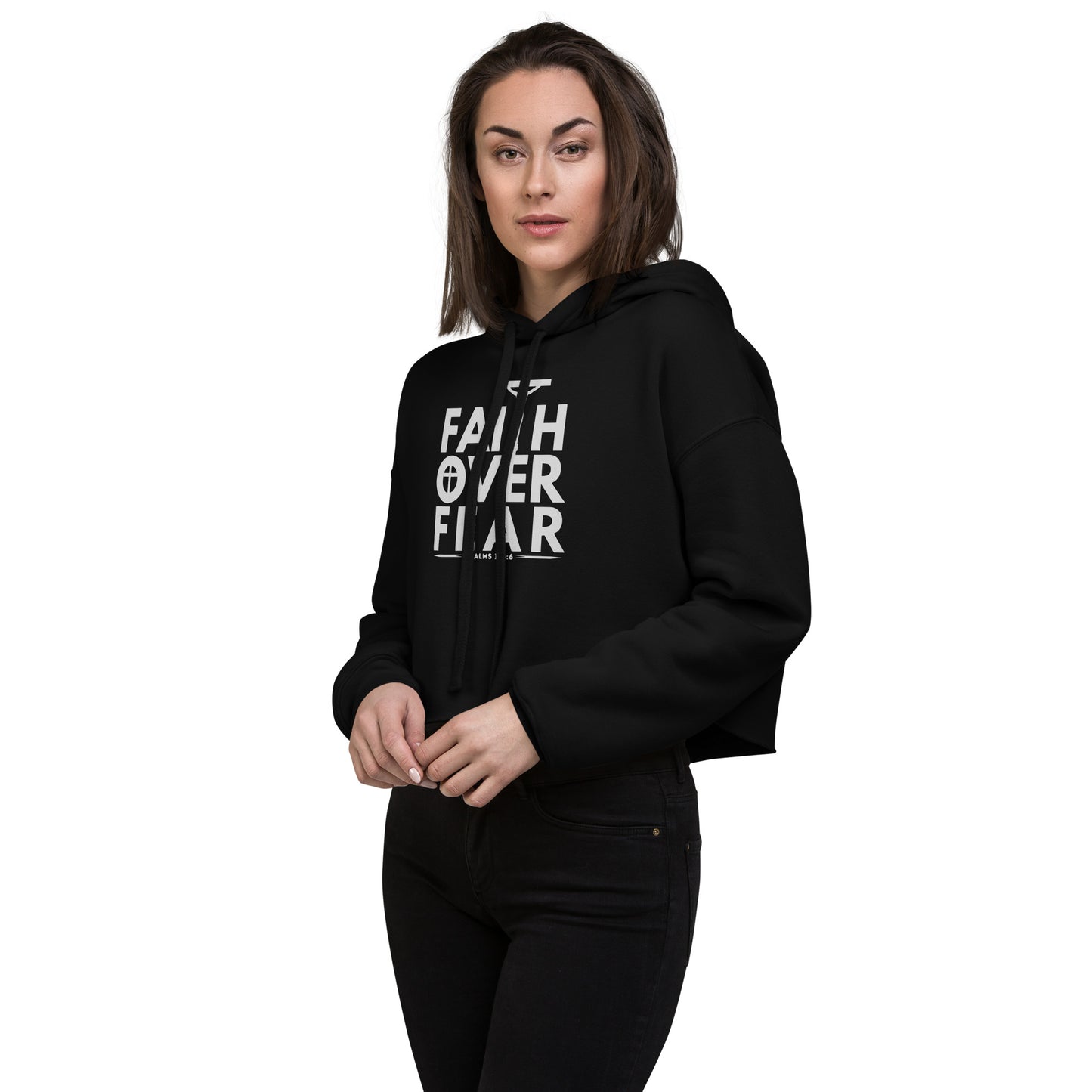 Faith Over Fear Women's Christian Crop Hoodie (Hooded Sweatshirt)