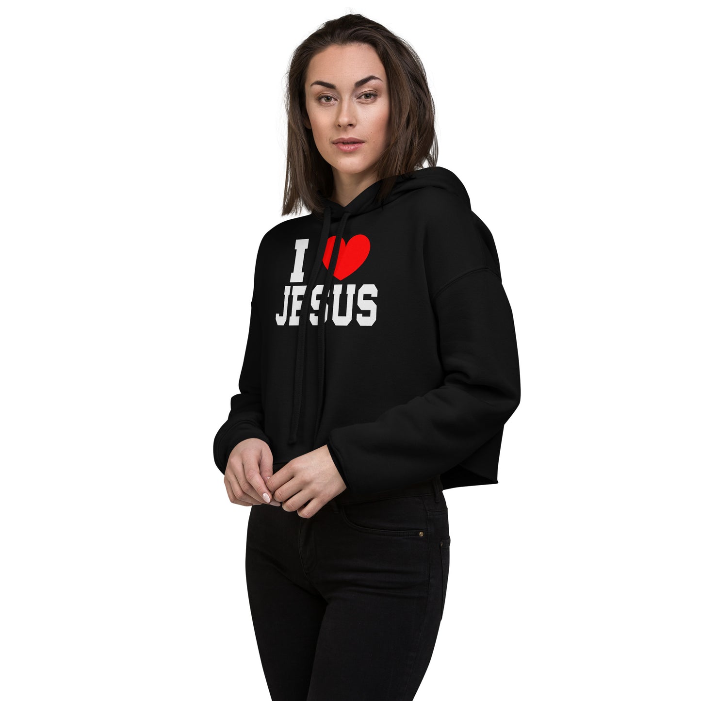 I Love Jesus Women's Christian Crop Hoodie