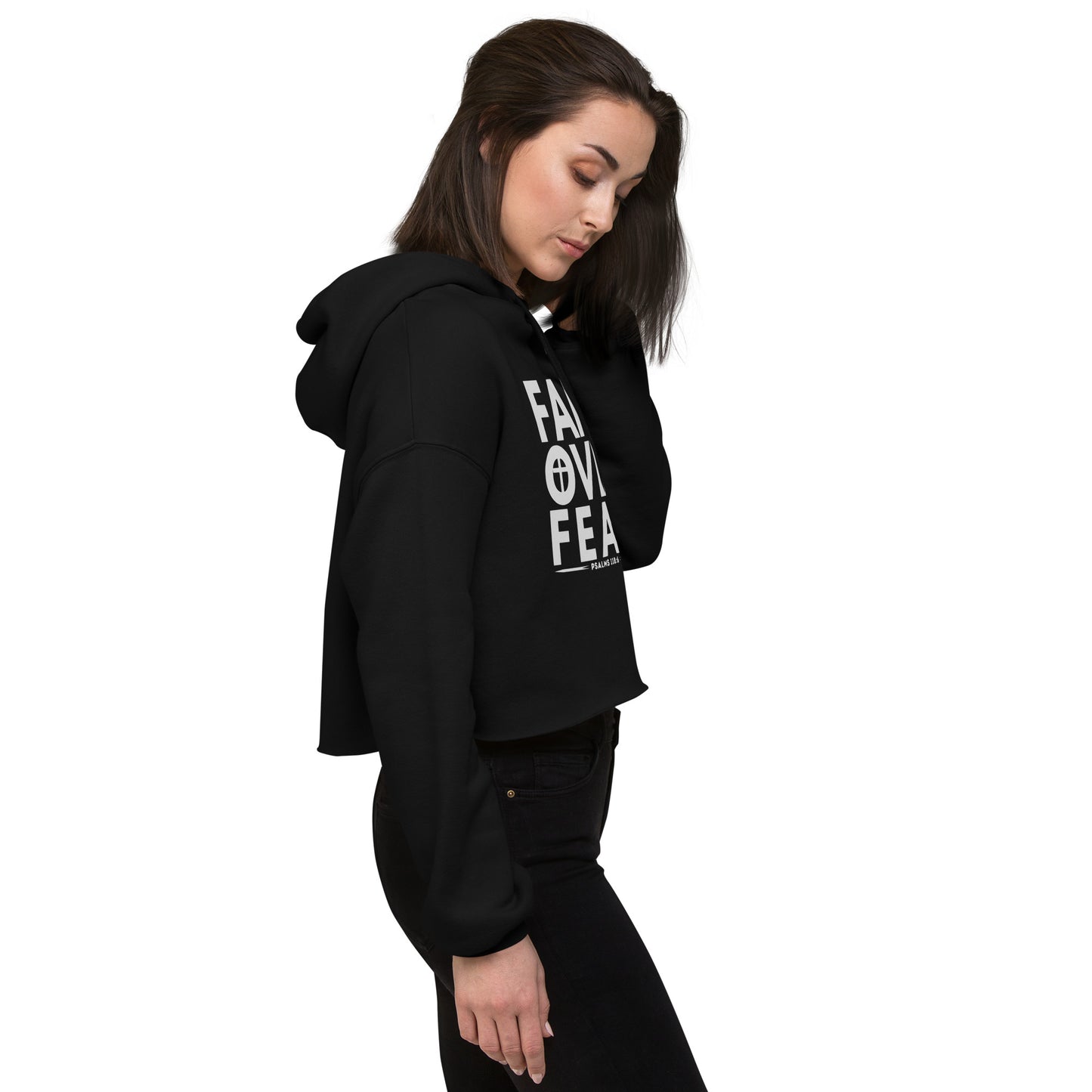 Faith Over Fear Women's Christian Crop Hoodie (Hooded Sweatshirt)