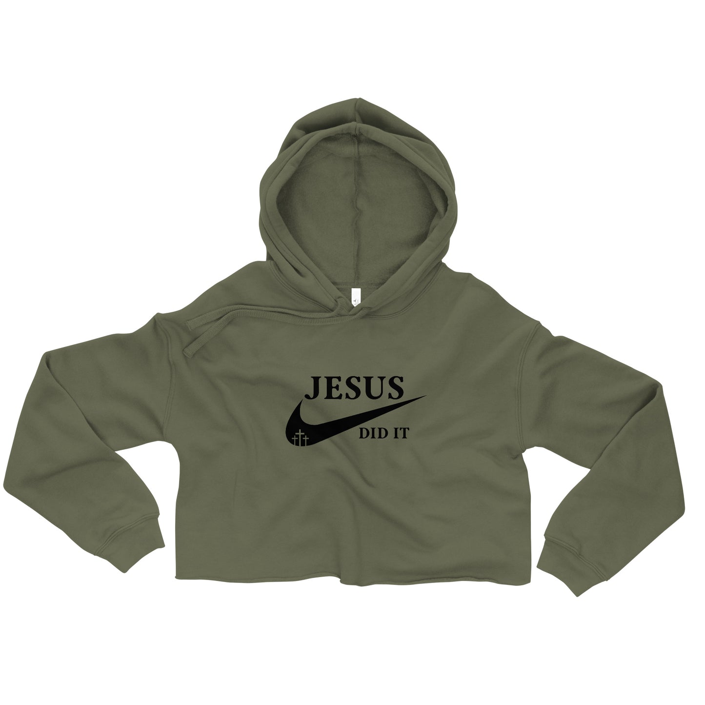 Jesus Did It (Like Nike) Women's Christian Crop Hoodie (Hooded Sweatshirt)