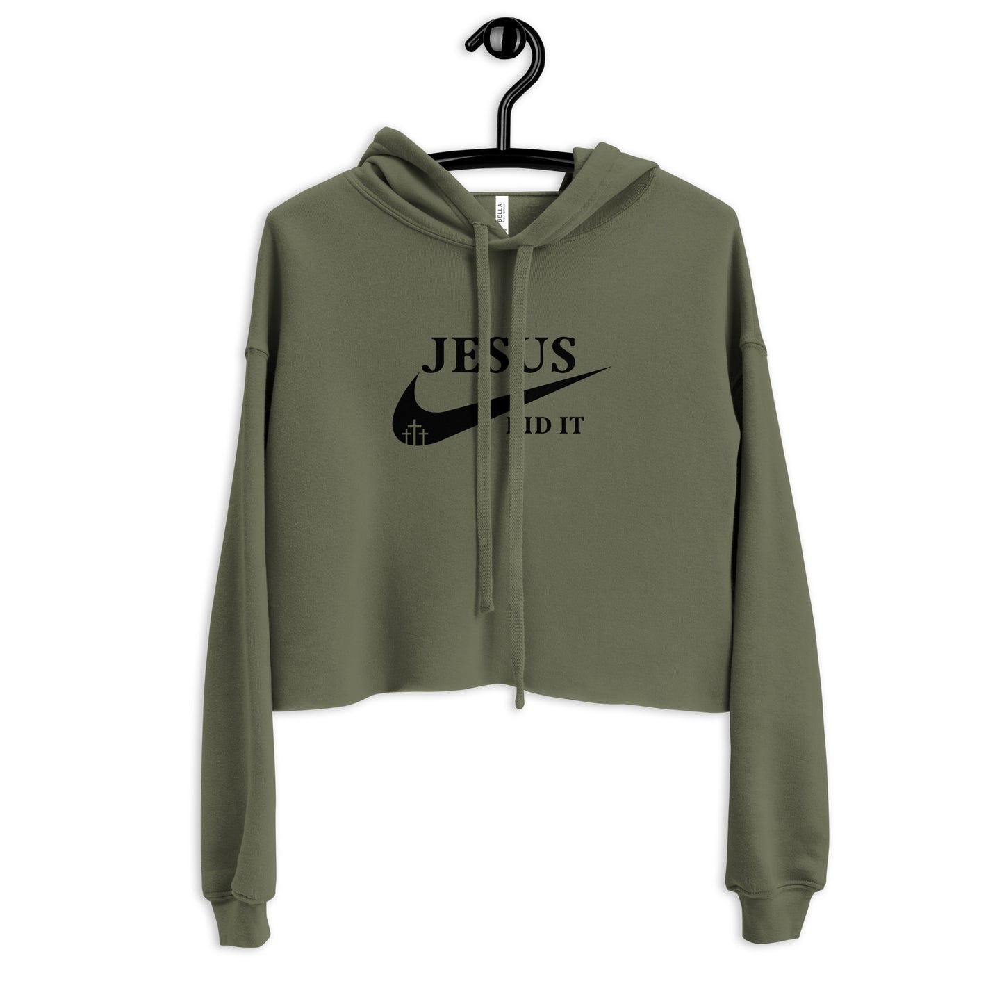 Jesus Did It (Like Nike) Women's Christian Crop Hoodie (Hooded Sweatshirt)