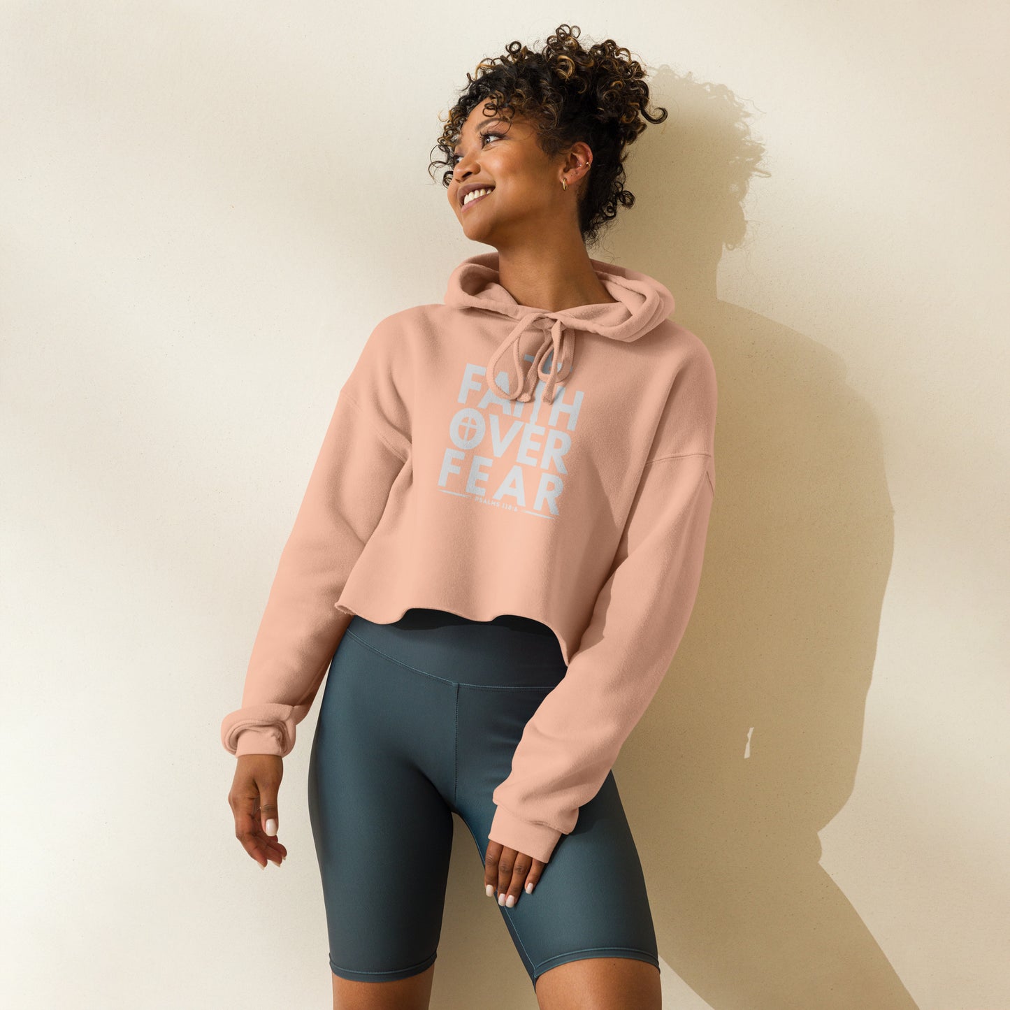 Faith Over Fear Women's Christian Crop Hoodie (Hooded Sweatshirt)