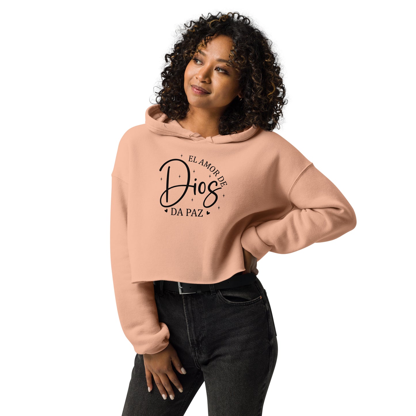 Amor De Dios Da Paz Spanish Crop Hoodie (hooded sweatshirt)