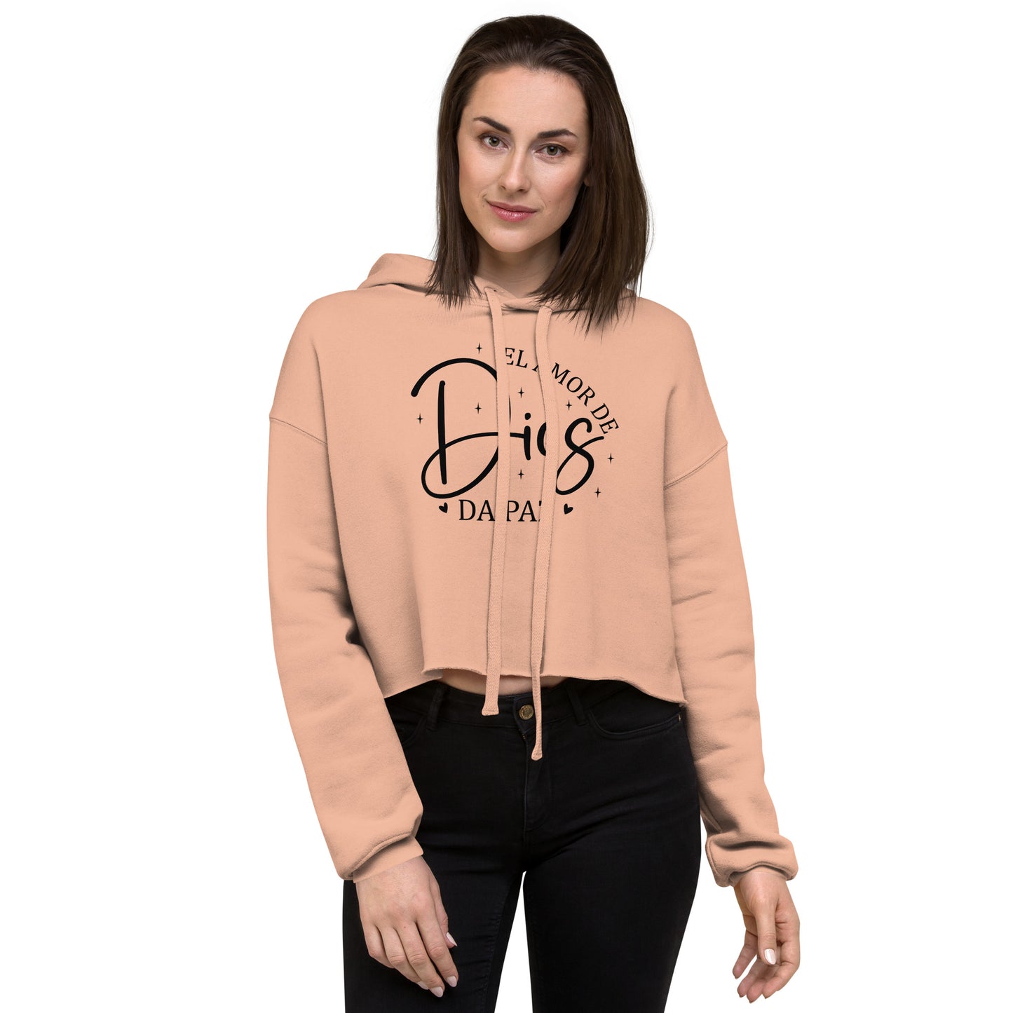 Amor De Dios Da Paz Spanish Crop Hoodie (hooded sweatshirt)