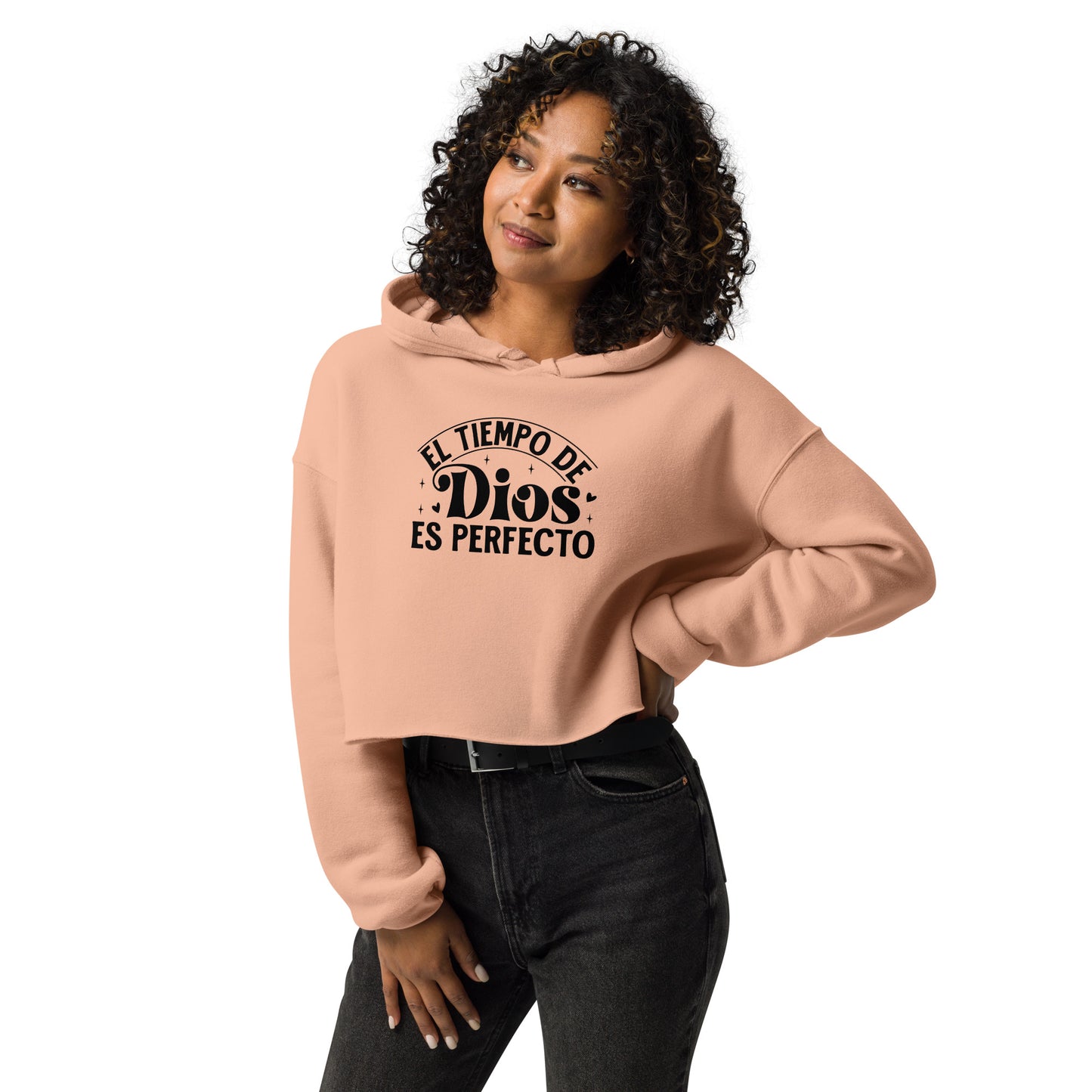 El Tiempo De Dios Es Perfecto Spanish Christian Crop Hoodie (hooded sweatshirt)