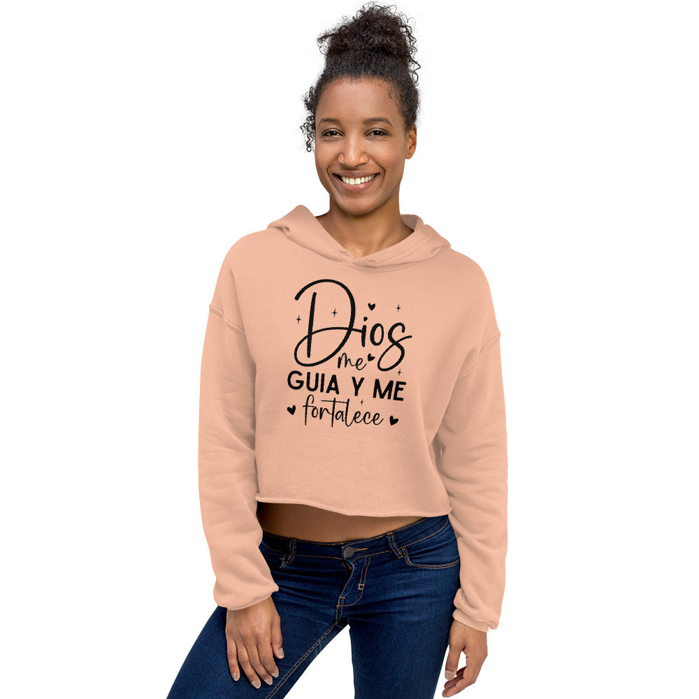 Dios Me Guia Y Me fortalece Spanish Christian Crop Hoodie (hooded sweatshirt)