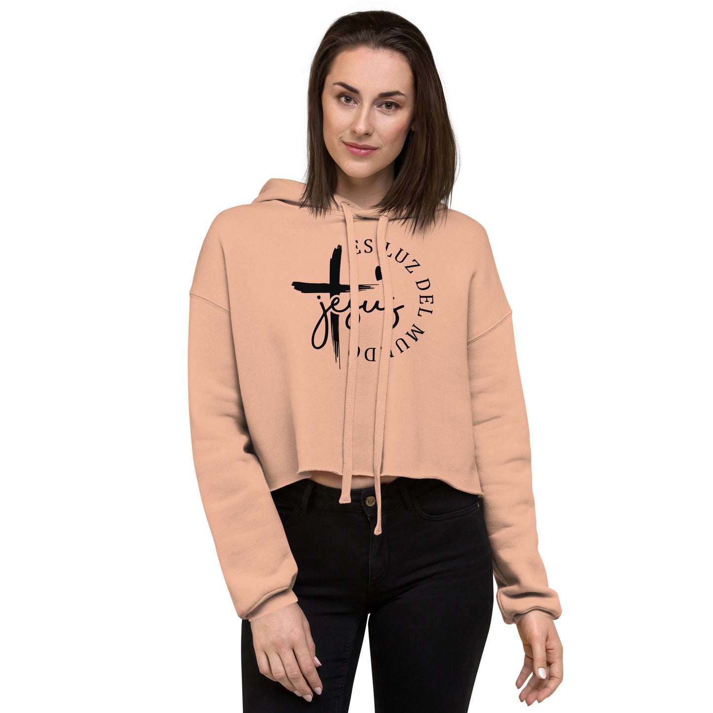 Jesus Es Luz Del Mundo Spanish Christian Crop Hoodie (hooded sweatshirt)