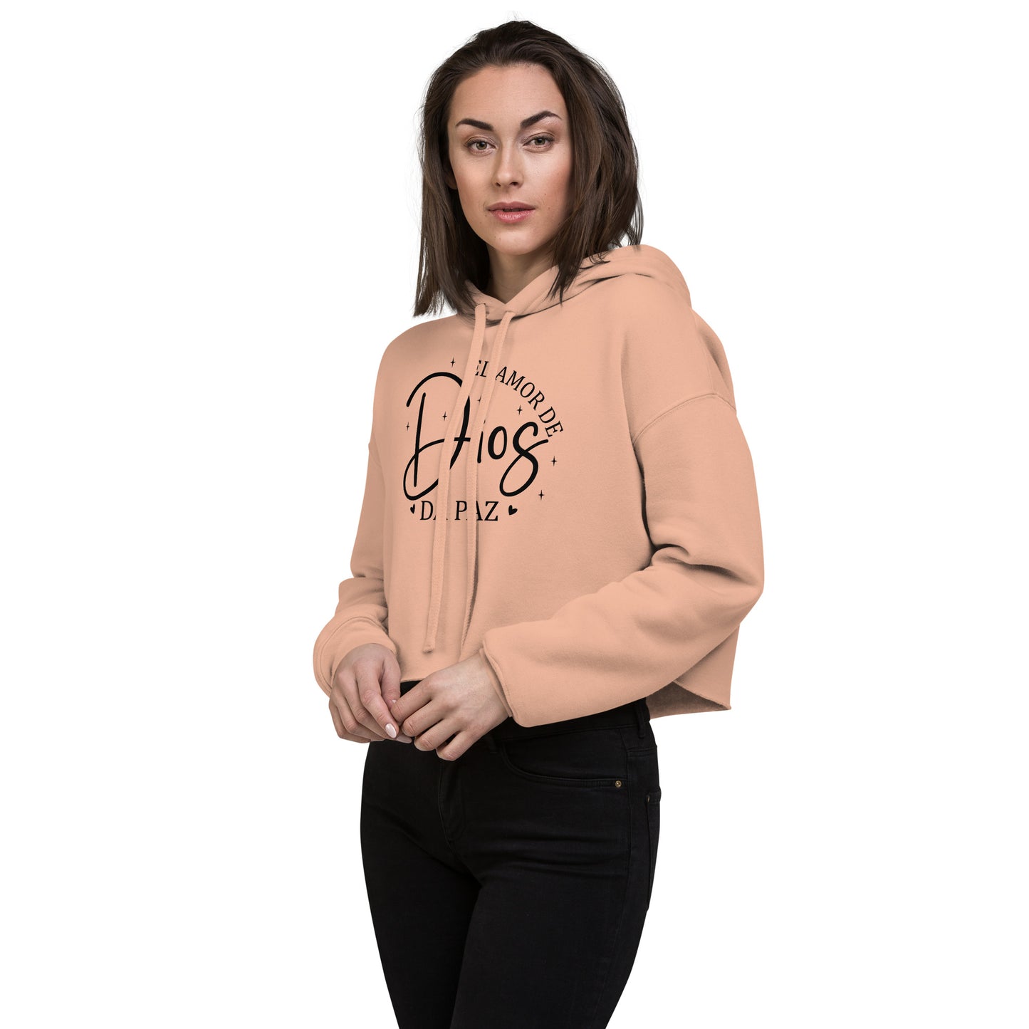 Amor De Dios Da Paz Spanish Crop Hoodie (hooded sweatshirt)