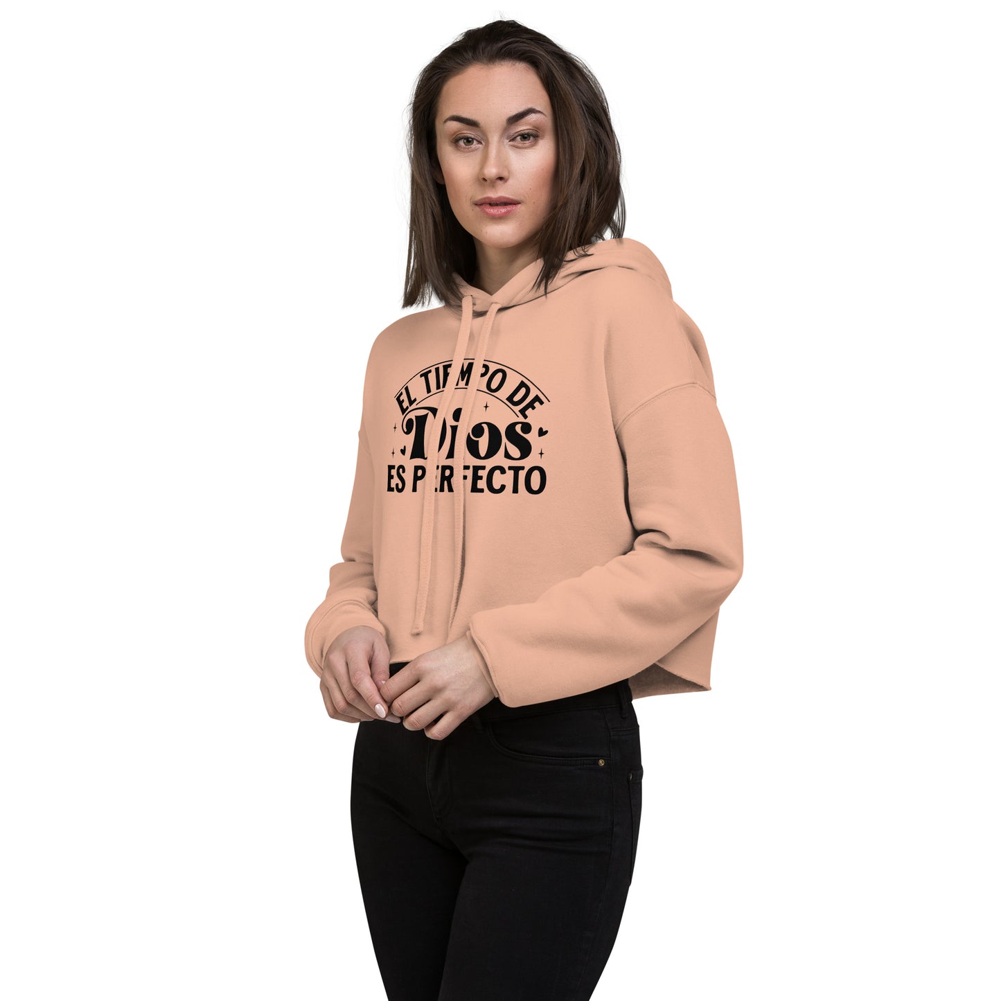 El Tiempo De Dios Es Perfecto Spanish Christian Crop Hoodie (hooded sweatshirt)