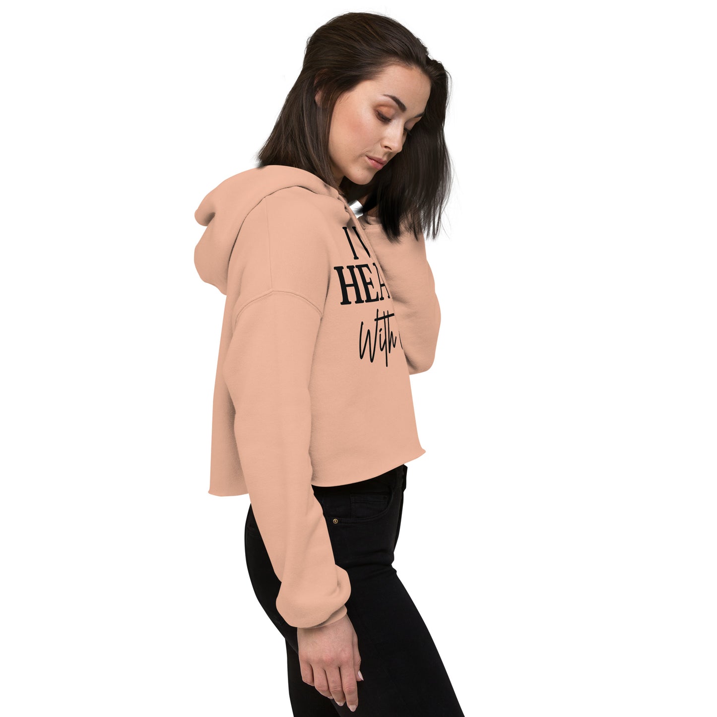 I Vibe Heavy With God Women's Christian Crop Hoodie (Hooded Sweatshirt)