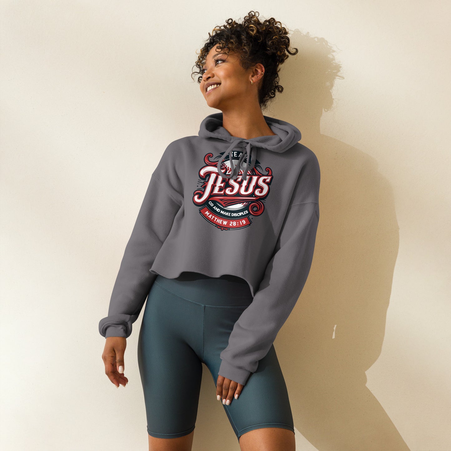 Team Jesus Women's Christian Crop Hoodie (Hooded Sweatshirt)