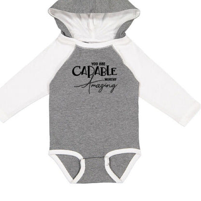you are amazing Christian Baby Hooded Long Sleeve Onesie with Ears - ClaimedbyGodDesigns