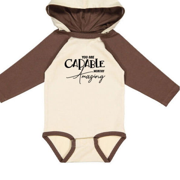 you are amazing Christian Baby Hooded Long Sleeve Onesie with Ears - ClaimedbyGodDesigns