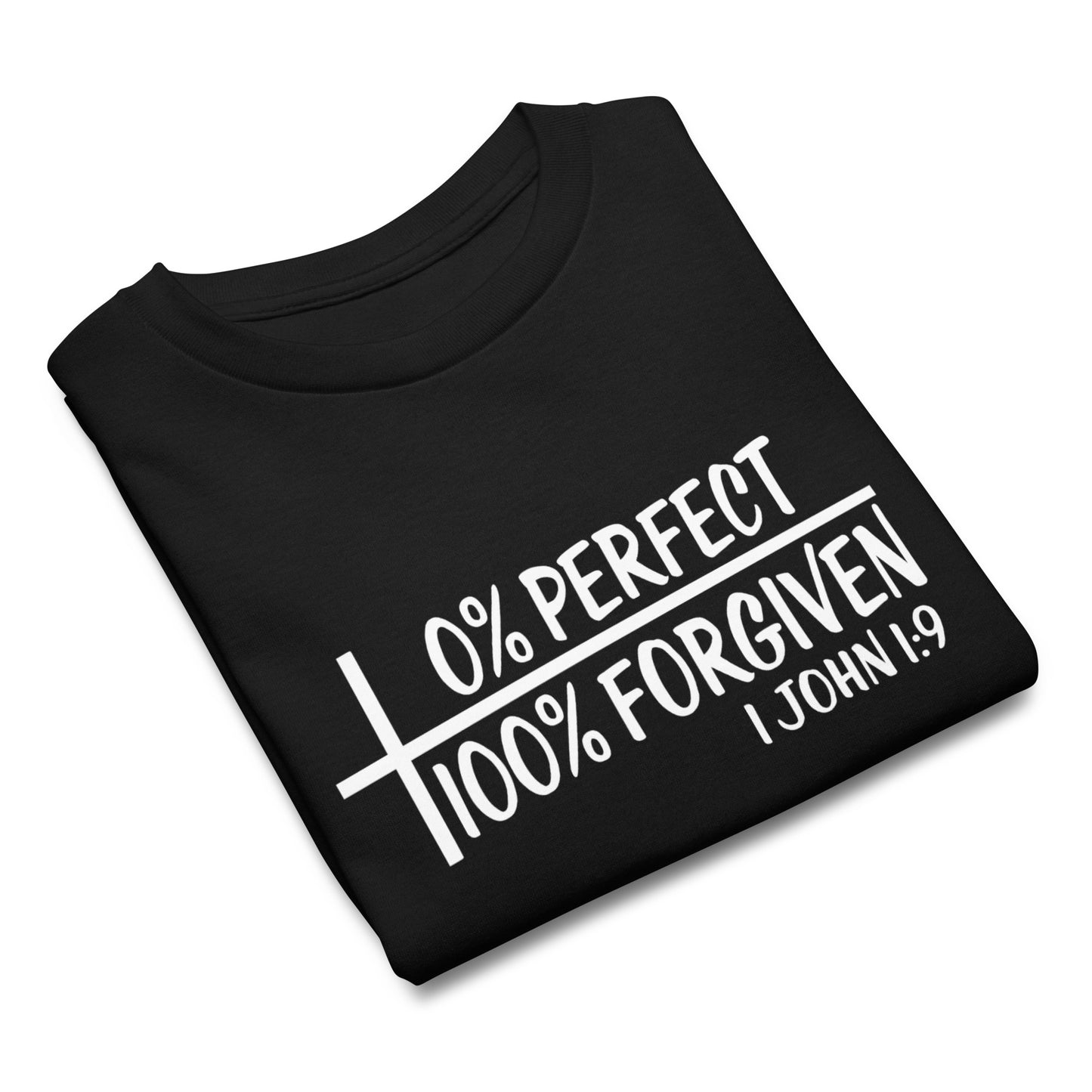 Zero Percent Perfect One Hundred Percent Forgiven Youth Christian T-shirt