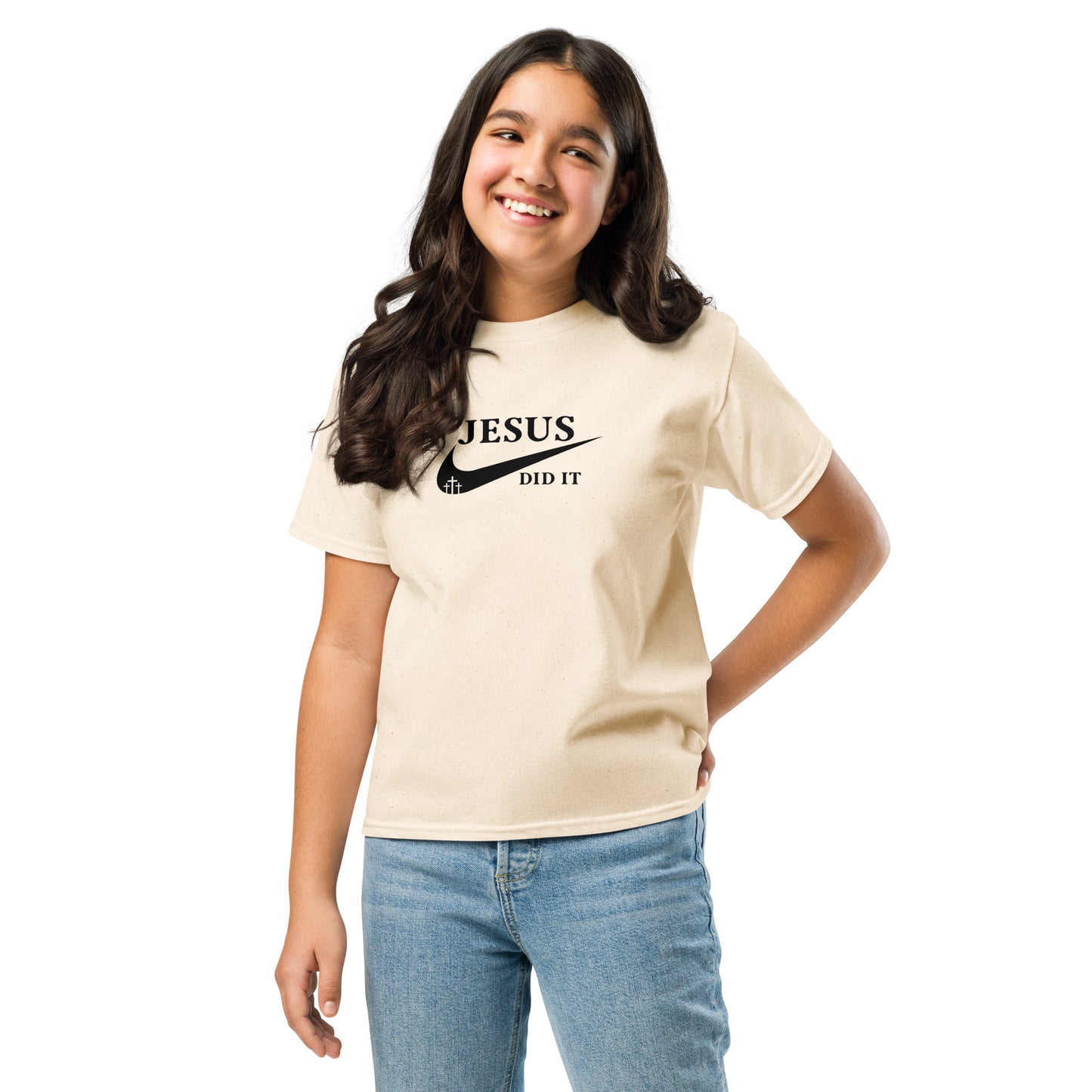 Jesus Did It (like Nike) Youth Christian T-shirt