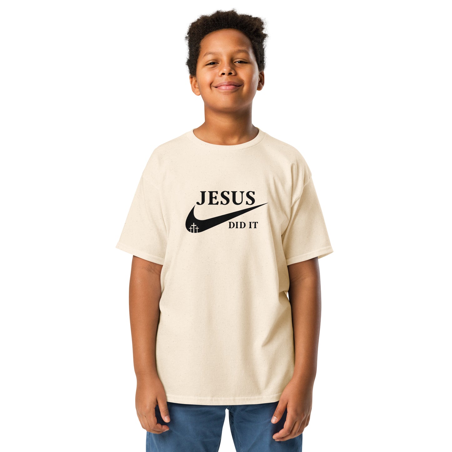 Jesus Did It (like Nike) Youth Christian T-shirt