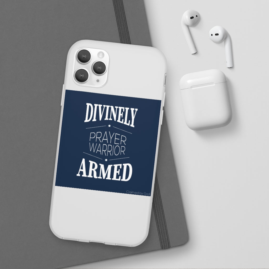 Divinely Armed Prayer Warrior Flexi Phone Case compatible with select IPhone & Samsung Galaxy Phones Printify