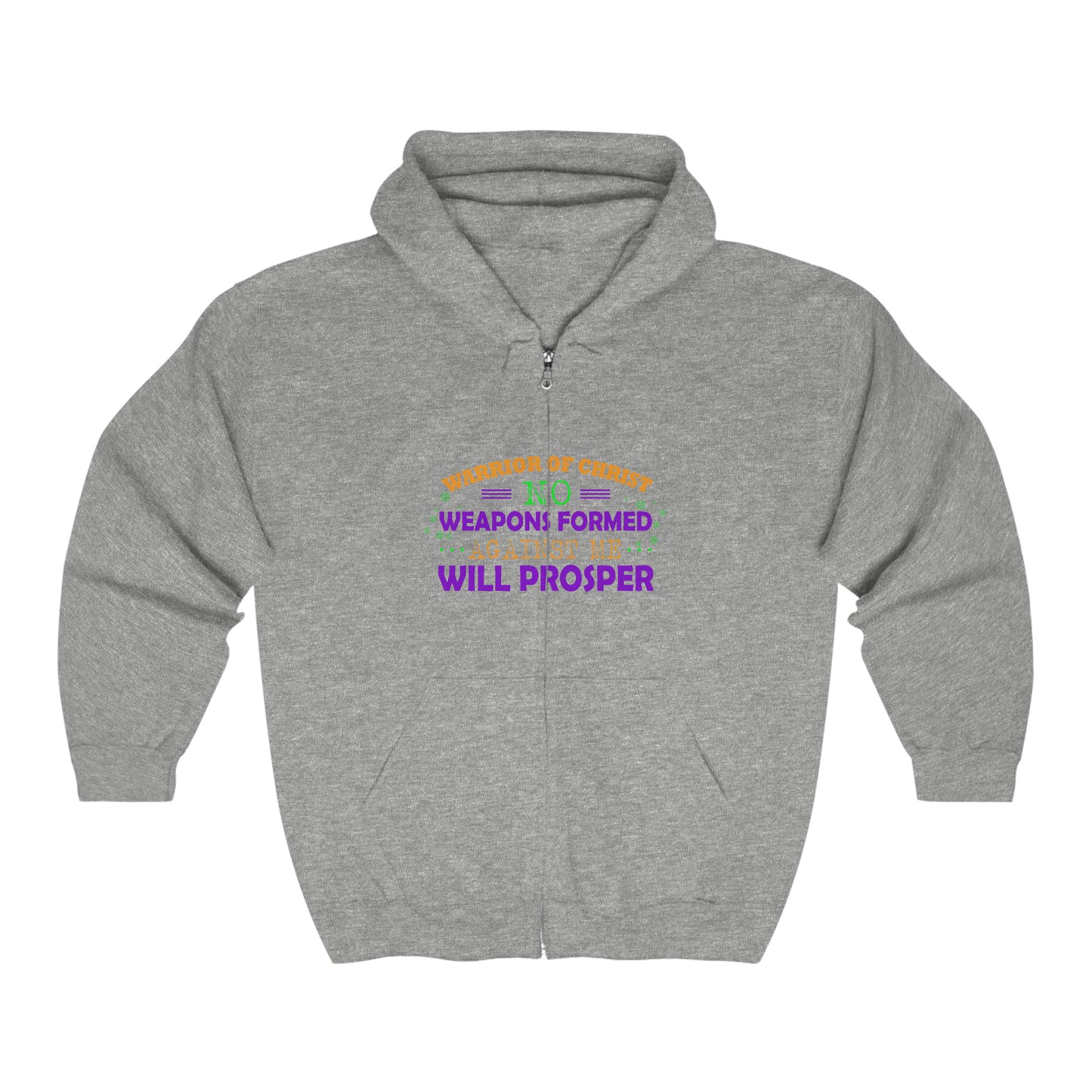 Warrior Of Christ No Weapons Formed Against Me Will Prosper Unisex Heavy Blend Full Zip Hooded Sweatshirt