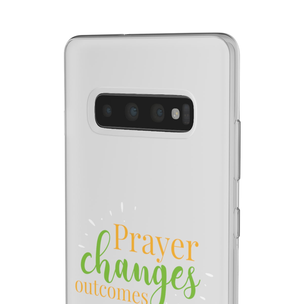 Prayer Changes Outcomes Flexi Phone Case compatible with select IPhone & Samsung Galaxy Phones Printify