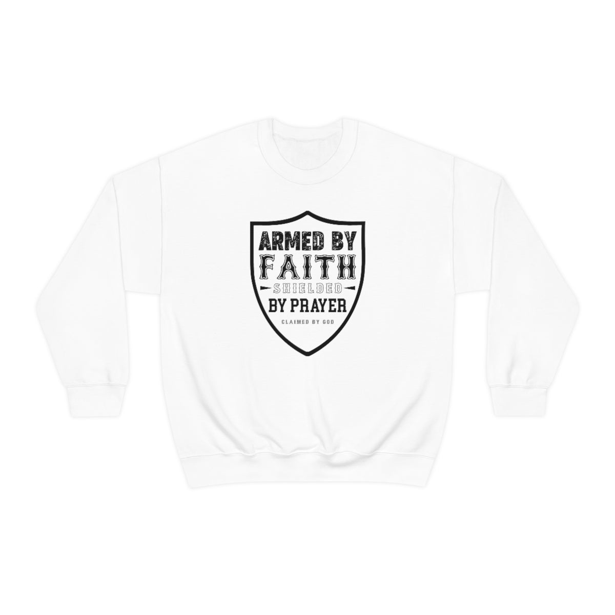 Armed By Faith Shielded By Prayer Unisex Heavy Blend™ Crewneck Sweatshirt Printify