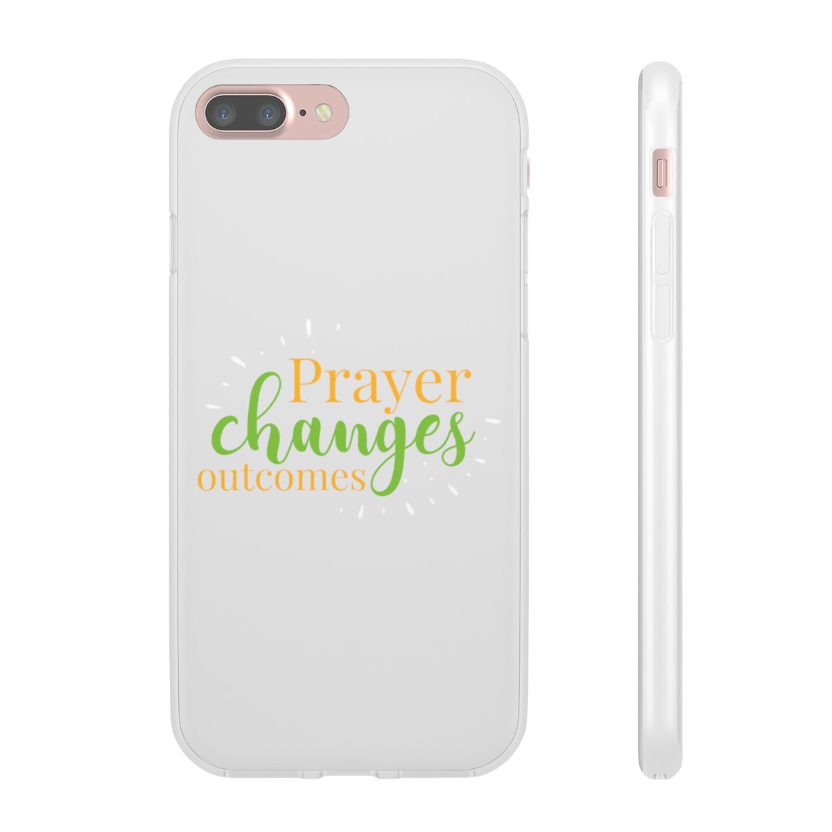 Prayer Changes Outcomes Flexi Phone Case compatible with select IPhone & Samsung Galaxy Phones Printify