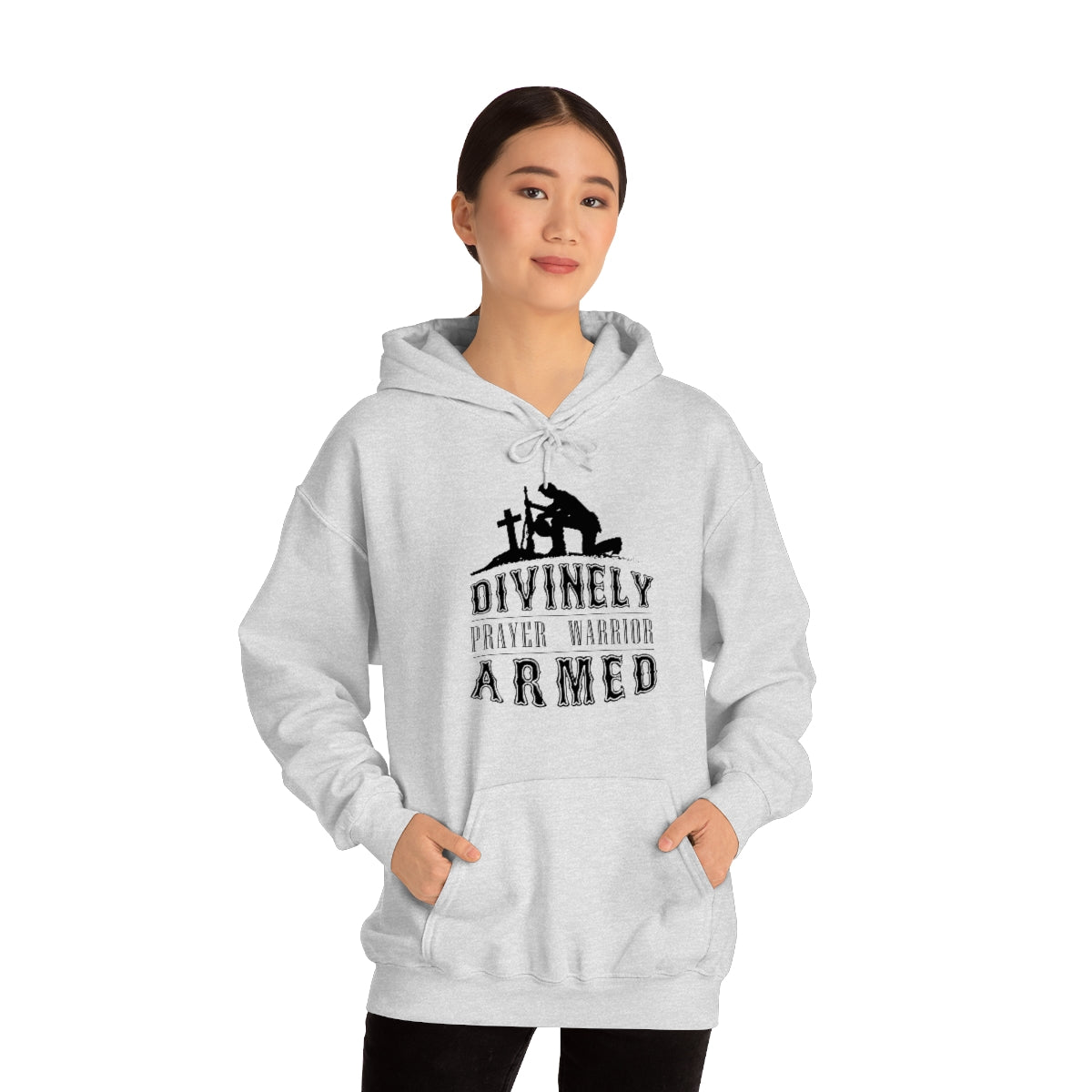 Divinely Armed Prayer Warrior Unisex Hooded Sweatshirt Printify